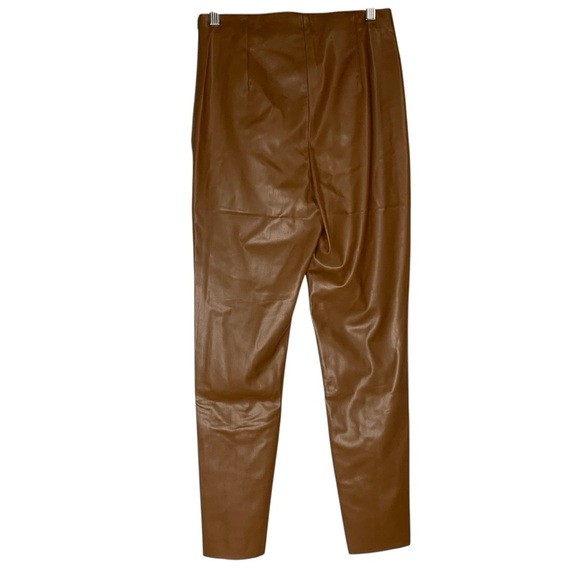 Zara NWOT soft supple vegan leather camel legging pants with side zipper. Size M - Picture 2 of 14